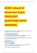 ACHE's Board of  Governors Exam FREQUENT  QUESTIONS WITH  ANSWERS.