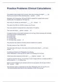 Practice Problems Clinical Calculations Questions and Answers