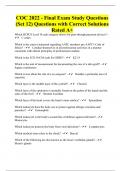 COC 2022 - Final Exam Study Questions (Set 12) Questions with Correct Solutions Rated A+