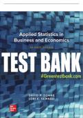 Test Bank For Applied Statistics in Business and Economics, 7th Edition All Chapters - 9781260716283