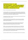 INTRODUCTION TO LAW ENFORCEMENT LAW ENFORCEMENT ACADEMY FLORIDA BASIC WITH 100% CORRECT ANSWERS