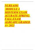 NURS 6501 MODULE 4 MIDTERM EXAM ACURATE SPRING- FALL EXAM ALREADY GRADED A+ 2023