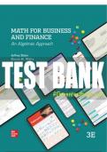 Test Bank For MATH FOR BUSINESS AND FINANCE: AN ALGEBRAIC APPROACH, 3rd Edition All Chapters - 9781260716320