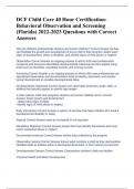 DCF Child Care 40 Hour Certification- Behavioral Observation and Screening (Florida) 2022-2023 Questions with Correct Answers