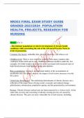 NR503 FINAL EXAM STUDY GUIDE  GRADED 2023/2024  POPULATION HEALTH, PROJECTS, RESEARCH FOR NURSING