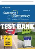 Test Bank For Gateways to Democracy: An Introduction to American Government Enhanced - 5th - 2024 All Chapters - 9780357794876