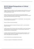 ECCO Global Perspectives in Critical Care  Part 2 exam questions and verified correct answers