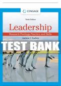 Test Bank For Leadership: Research Findings, Practice, and Skills - 10th - 2023 All Chapters - 9780357716175