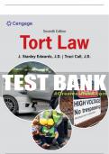 Test Bank For Tort Law - 7th - 2023 All Chapters - 9780357454817