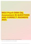 WGU Psych D094 Obj. Assessment With Complete Solutions.