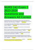 NURS 242 Exam 1 2023-2024 Questions and Answers All Correct 