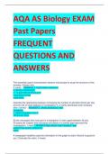 AQA AS Biology EXAM  Past Papers FREQUENT  QUESTIONS AND  ANSWERS