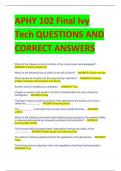 APHY 102 Final Ivy  Tech QUESTIONS AND  CORRECT ANSWERS