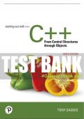 Test Bank For Starting Out with C++ from Control Structures to Objects 10th Edition All Chapters - 9780137450626