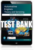 Test Bank For Automotive Engines: Theory and Servicing 10th Edition All Chapters - 9780137469765