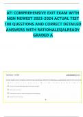  ATI COMPREHENSIVE EXIT EXAM WITH NGN NEWEST 2023-2024 ACTUAL TEST 180 QUESTIONS AND CORRECT DETAILED ANSWERS WITH RATIONALES|ALREADY GRADED A