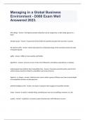 Managing in a Global Business Environment - D080 Exam Well Answered 2023.