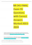 NR 341 FINAL Exam 70 Questions with Correct Answers Marked 2023-2024