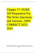 Chapter 17: NURS 340 Preparation For The Nclex Questions and Answers ,100% CORRECT,2023-2024