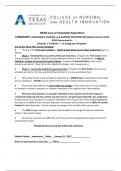 N4465 Care of Vulnerable Populations COMMUNITY ASSESSMENT, ANALYSIS, and NURSING INTERVENTION Updated Version 2023 2024 Guaranteed A+