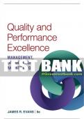 Test Bank For Quality & Performance Excellence - 8th - 2017 All Chapters - 9781305662223