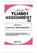 TLI4801 ASSIGNMENT 02 SEMESTER 02 DUE09SEPTEMBER2023