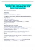 Florida Real Estate Exam New Version Updated  2023-2024 Latest Exam/ Florida Real Estate  License Exam Actual Exam
