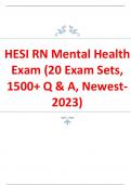 HESI RN Mental Health Exam (20 Exam Sets, 1500+ Q & A, Newest2023)