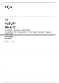 AQA AS HISTORY 7041/1C The Tudors: England, 1485–1603 Component 1C JUNE 2023 MARK SCHEME: Consolidation of the Tudor Dynasty: England, 1485–1547