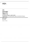 AQA AS HISTORY 7041/1J The British Empire, c1857–1967 Component 1J JUNE 2023 MARK SCHEME: The High Water Mark of the British Empire, c1857–1914