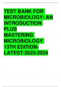 TEST BANK FOR MICROBIOLOGY: AN INTRODUCTION PLUS MASTERING MICROBIOLOGY 13TH EDITION-LATEST -2023-2024