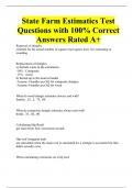 State Farm Estimatics Test Questions with 100% Correct Answers Rated A+