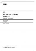 AQA AS RELIGIOUS STUDIES Paper 2B JUNE 2023 MARK SCHEME: Christianity