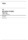 AQA AS RELIGIOUS STUDIES Paper 2A JUNE 2023 MARK SCHEME: Buddhism