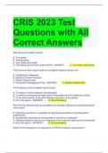 CRIS 2023 Test Questions with All Correct Answers