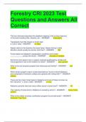 Forestry CRI 2023 Test Questions and Answers All Correct 