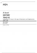 AQA A-level HISTORY Component 1E JUNE 2023 MARK SCHEME: Russia in the Age of Absolutism and Enlightenment, 1682–1796