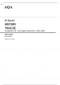 AQA A-level HISTORY Component 2E JUNE 2023 MARK SCHEME:  The English Revolution, 1625–1660