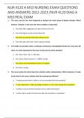 NUR 4120 A MS3 NURSING EXAM QUESTIONS  AND ANSWERS 2022-2023 /NUR 4120 DIAG A MS3 REAL EXAM 