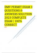 DMV PERMIT EXAM 1 to 3 combined package deal| QUESTIONS & ANSWERS SOLUTION 2023 COMPLETE EXAM | 100% CORRECT