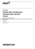 AQA A LEVEL DESIGN AND TECHNOLOGY: FASHION AND TEXTILES JUNE 2023 MARK SCHEME (7562/1: Technical Principles)