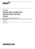 AQA A LEVEL DESIGN AND TECHNOLOGY: FASHION AND TEXTILES JUNE 2023 MARK SCHEME (7562/2: Designing and Making Principles)