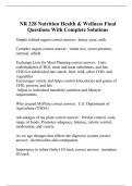 NR 228 Nutrition Health & Wellness Final Questions With Complete Solutions