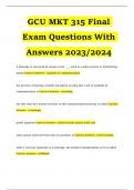 GCU MKT 315 Final Exam Answered