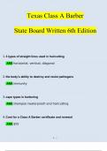 Texas Class A Barber State Board Written Exam 6th Edition - 500 Questions and Answers (2023 / 2024) (Verified Answers)