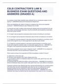 CSLB CONTRACTOR'S LAW & BUSINESS EXAM QUESTIONS AND ANSWERS (GRADED A)