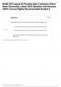 ECON 333 Lesson 03 Practice Quiz 2 Answers (Penn  State University) Latest 2023 Question and Answers  100% Correct Highly Recommended Graded A