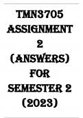 TMN3705 Assignment 2  (ANSWERS) For Semester 2 (2023)