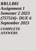 RRLLB81 Assignment 1 Semester 2 2023 (757516)- DUE 6 September 2023