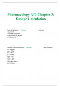 Pharmacology ATI Chapter 3; Dosage Calculation